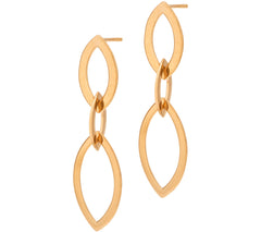 QVC Sterling Silver Goldclad Marquise Drop Earrings, 1-3/4"