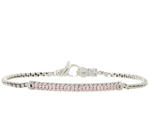 JAI Sterling Silver Diamonique Box Chain Bracelet, 8"