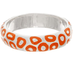 Simon Sebbag Sterling Silver & Orange Enamel Animal Print Bangle, 7-1/4"
