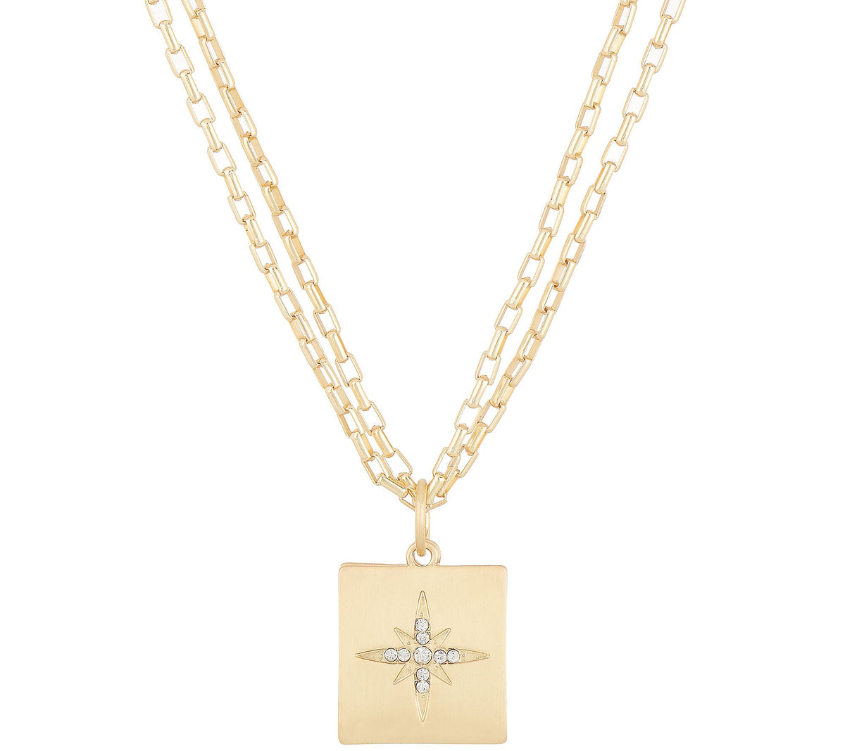 BROOKE SHIELDS Timeless Double Charm Necklace with Crystal Accents