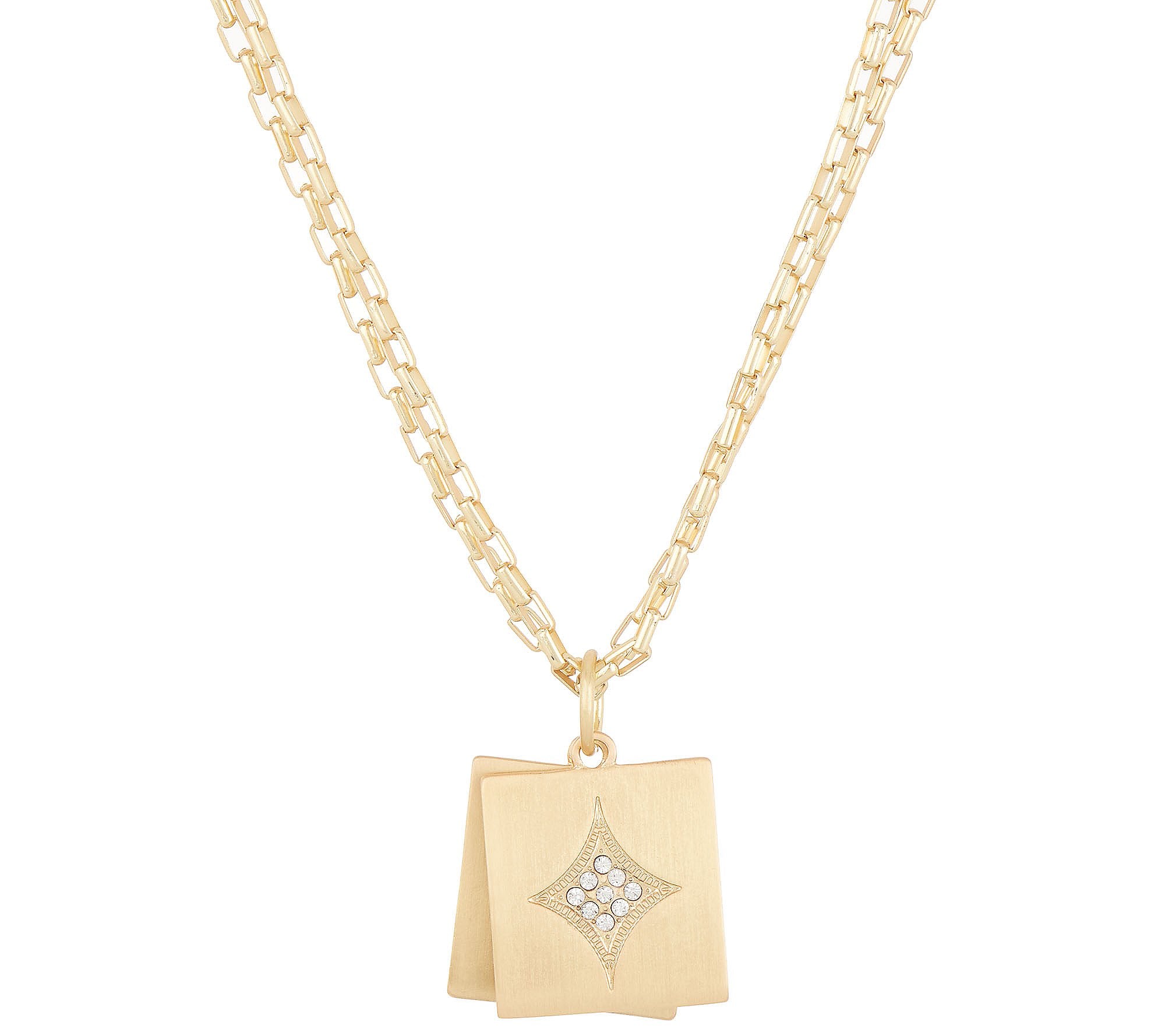 BROOKE SHIELDS Timeless Double Charm Necklace with Crystal Accents