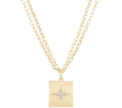 BROOKE SHIELDS Timeless Double Charm Necklace with Crystal Accents