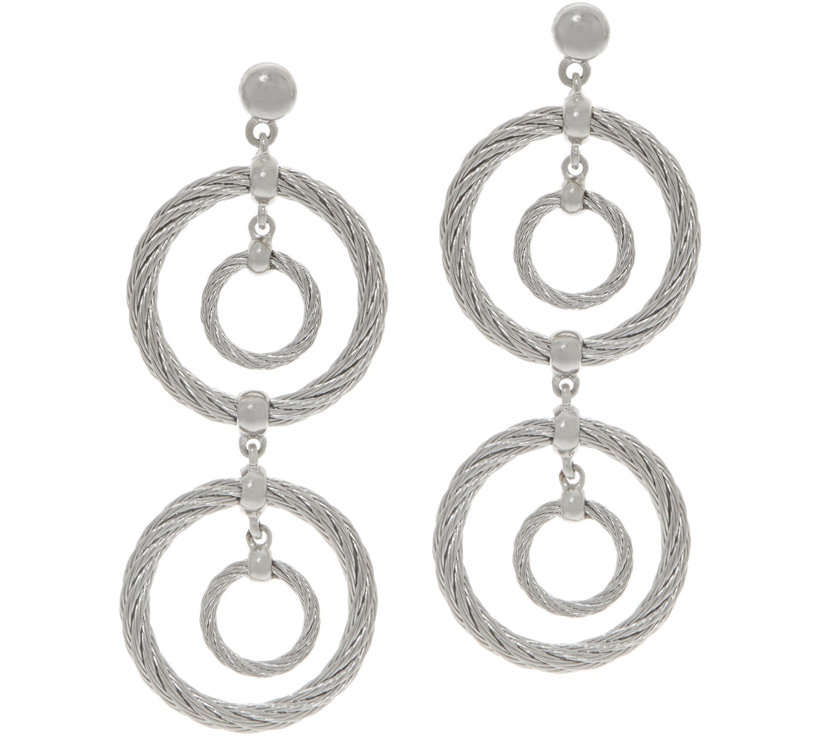 ALOR Cable Silver Stainless Steel Circle Drop Earrings