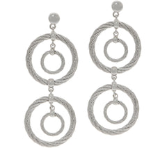 ALOR Cable Silver Stainless Steel Circle Drop Earrings