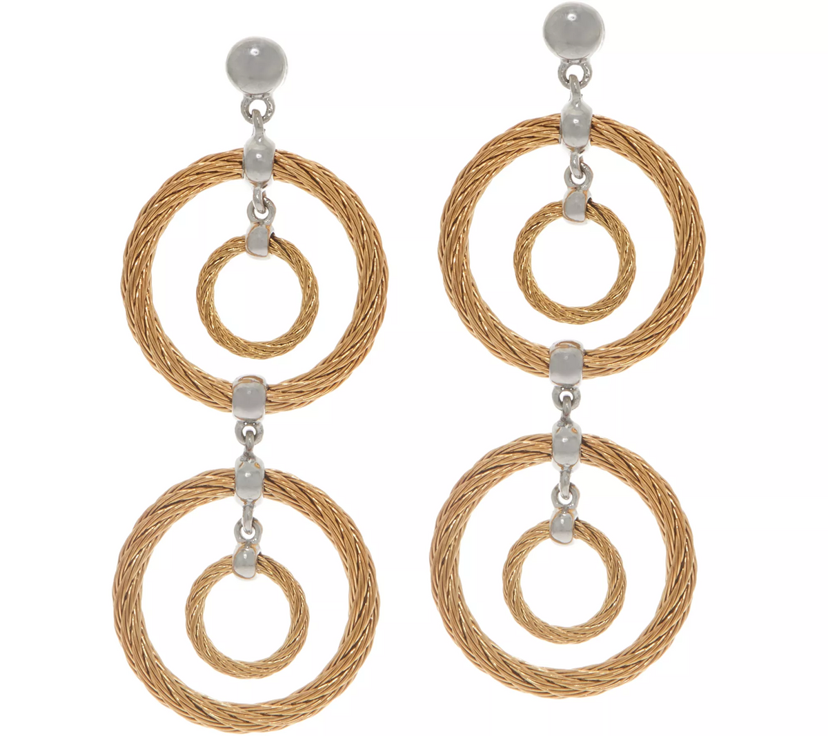 ALOR Cable Yellow Stainless Steel Circle Drop Earrings
