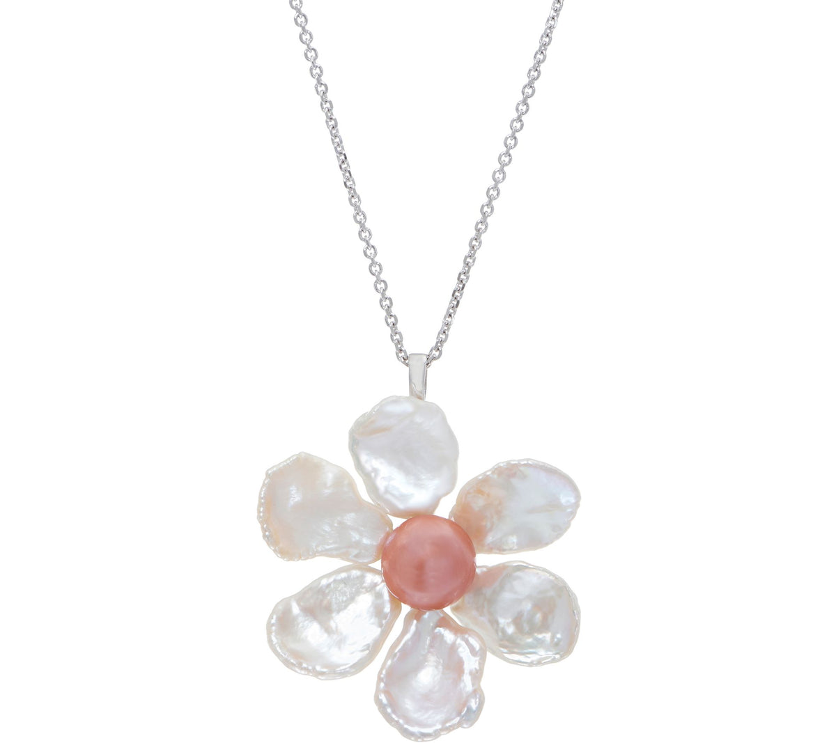 Honora Pearl Flower Pin / Pendant with 18" Necklace
