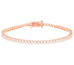 Diamonique Sterling Silver Roseclad Princess-cut Tennis Bracelet, 6-3/4"
