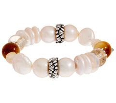 Stephen Dweck Sterling Gold/ Quartz Gemstone Stretch Bracelet, 7-1/4"