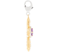 QVC Sterling Silver Diamond & Amethyst Cross Charm,