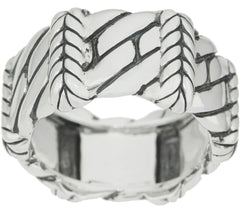 JAI Sterling Silver Basketweave Wide Band Ring Size 6
