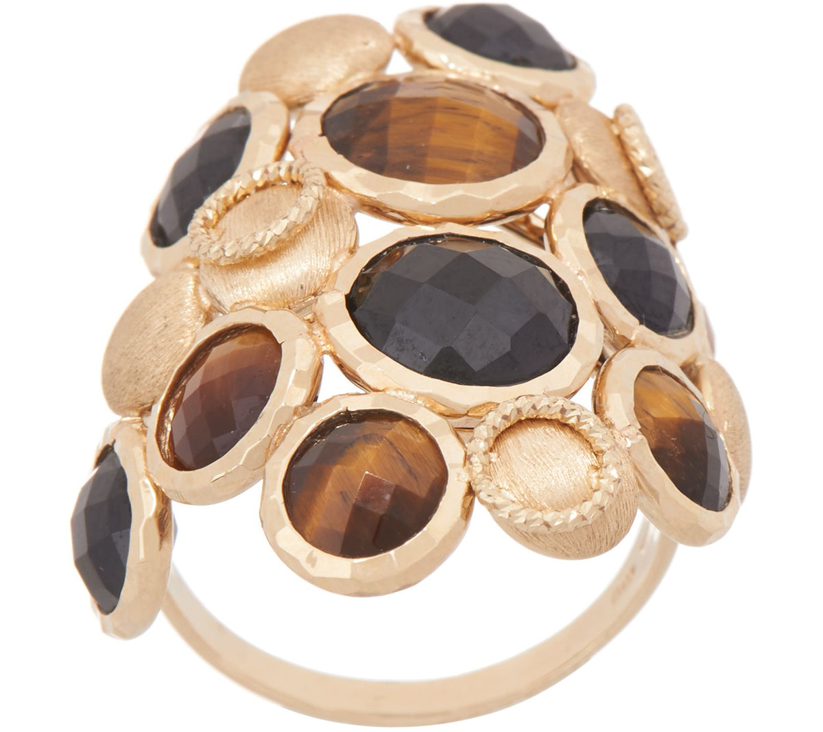 Daniela Coaro 14K Yellow Gold Tiger's Eye & Spinel Ring, Size 6