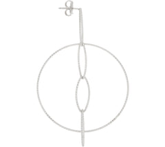 Italian Silver Diamond Cut Marquise Drop Circle Hoop Earrings in Sterling Silver