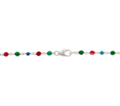 Italian Silver 18" Gemstone Necklace, multicolor