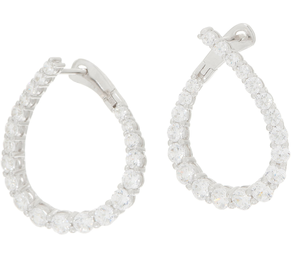 Diamonique Graduated Swirl Earrings, Sterling Silver