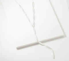 Joan Rivers Sculptural Silvertone Metallic 24" Lariat Necklace w/ 3" Extender