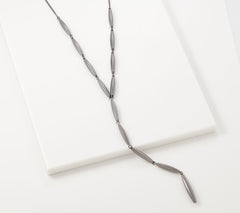 Joan Rivers Sculptural Metallic 24" Lariat Necklace w/ 3" Extender GunMetal