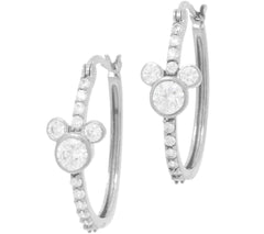 Mickey's 90th Birthday Diamonique Mickey Hoop Earrings, Sterl