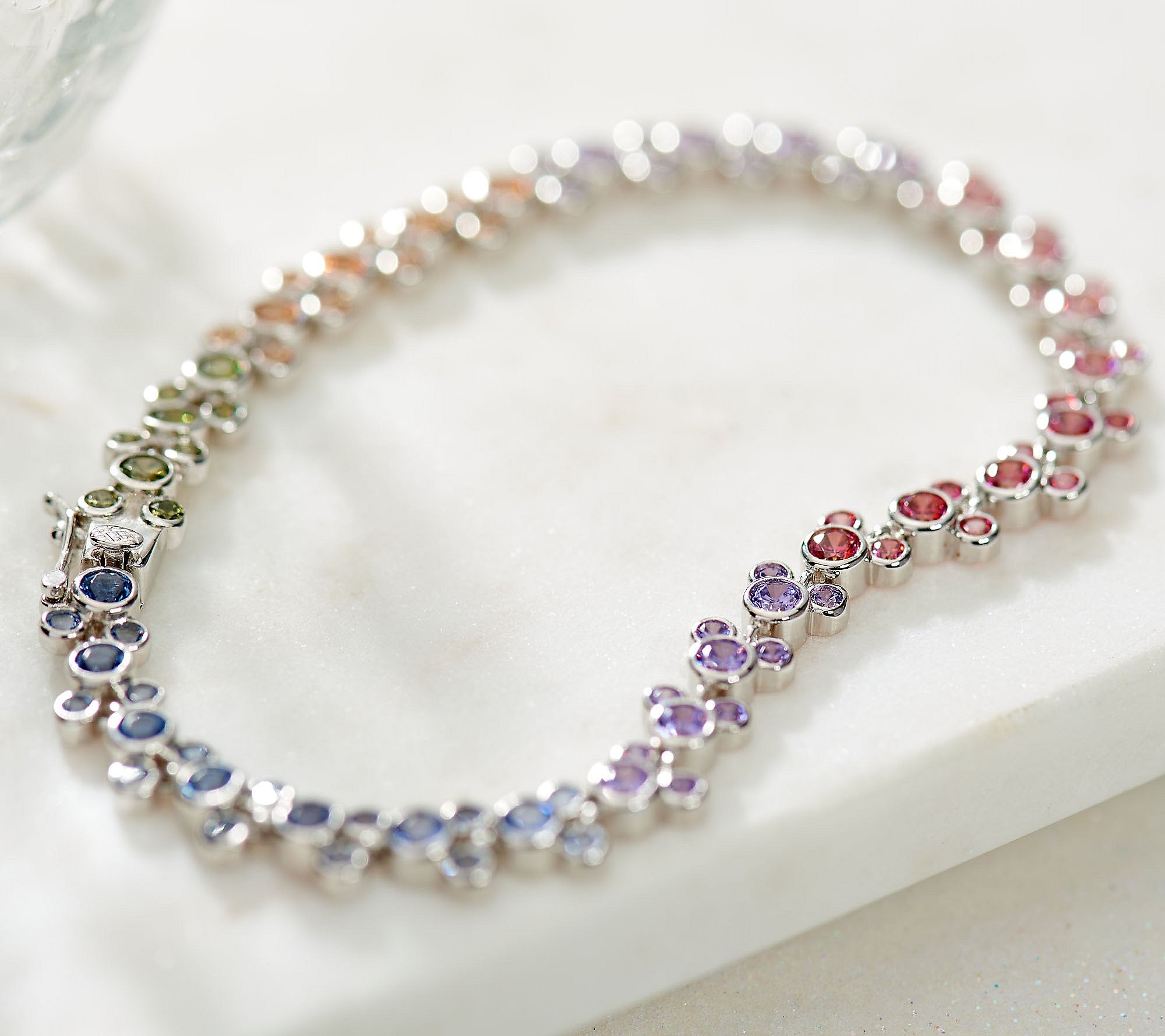 Mickey's 90th Birthday Diamonique Multi-Color Tennis Bracelet, Sterling silver, 8"