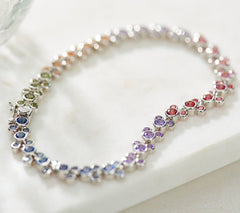 Mickey's 90th Birthday Diamonique Multi-Color Tennis Bracelet, Sterling silver, 8"