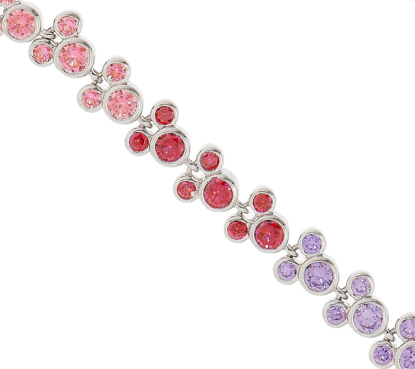 Mickey's 90th Birthday Diamonique Multi-Color Tennis Bracelet, Sterling silver, 8"