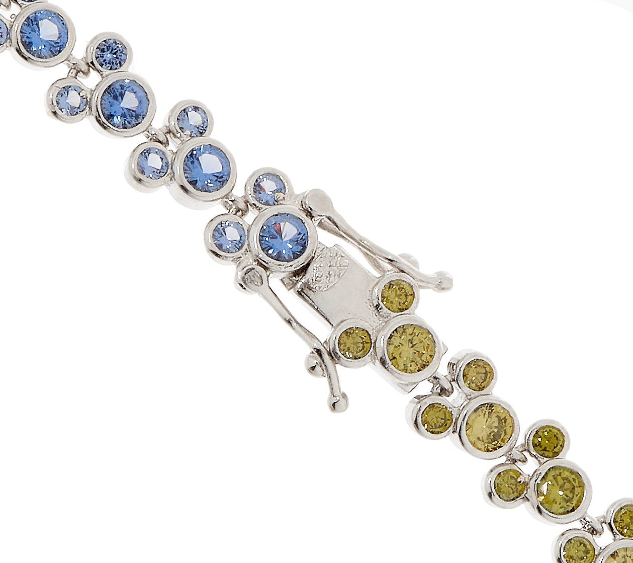 Mickey's 90th Birthday Diamonique Multi-Color Tennis Bracelet, Sterling silver, 8"