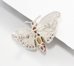 Sterling Silver Multicolor Sapphire Butterfly Pin 3/4"