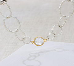 Michael Dawkins Sterling Silver & 14K Gold Plated Rock Crystal Necklace,  24"