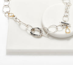 Michael Dawkins Sterling Silver & 14K Gold Plated Rock Crystal Necklace,  24"