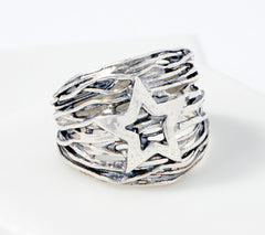 Or Paz Sterling Silver Wire-Wrapped Graduated Star Band Ring, Size 8