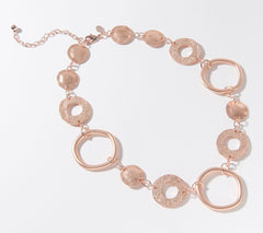 Susan Graver Rosetone Textured and Polished Circle Link Necklace 19"