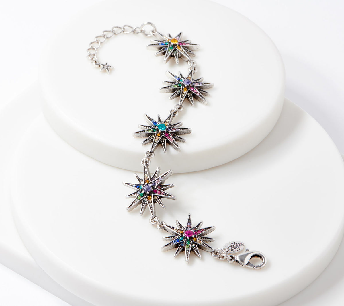 Kirks Folly Silvertone Rainbow Twinkle Star Bracelet, 7-1/2" Fit