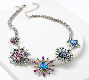 Kirks Folly Silvertone Multicolor Crystal Rainbow Star Necklace, 18"