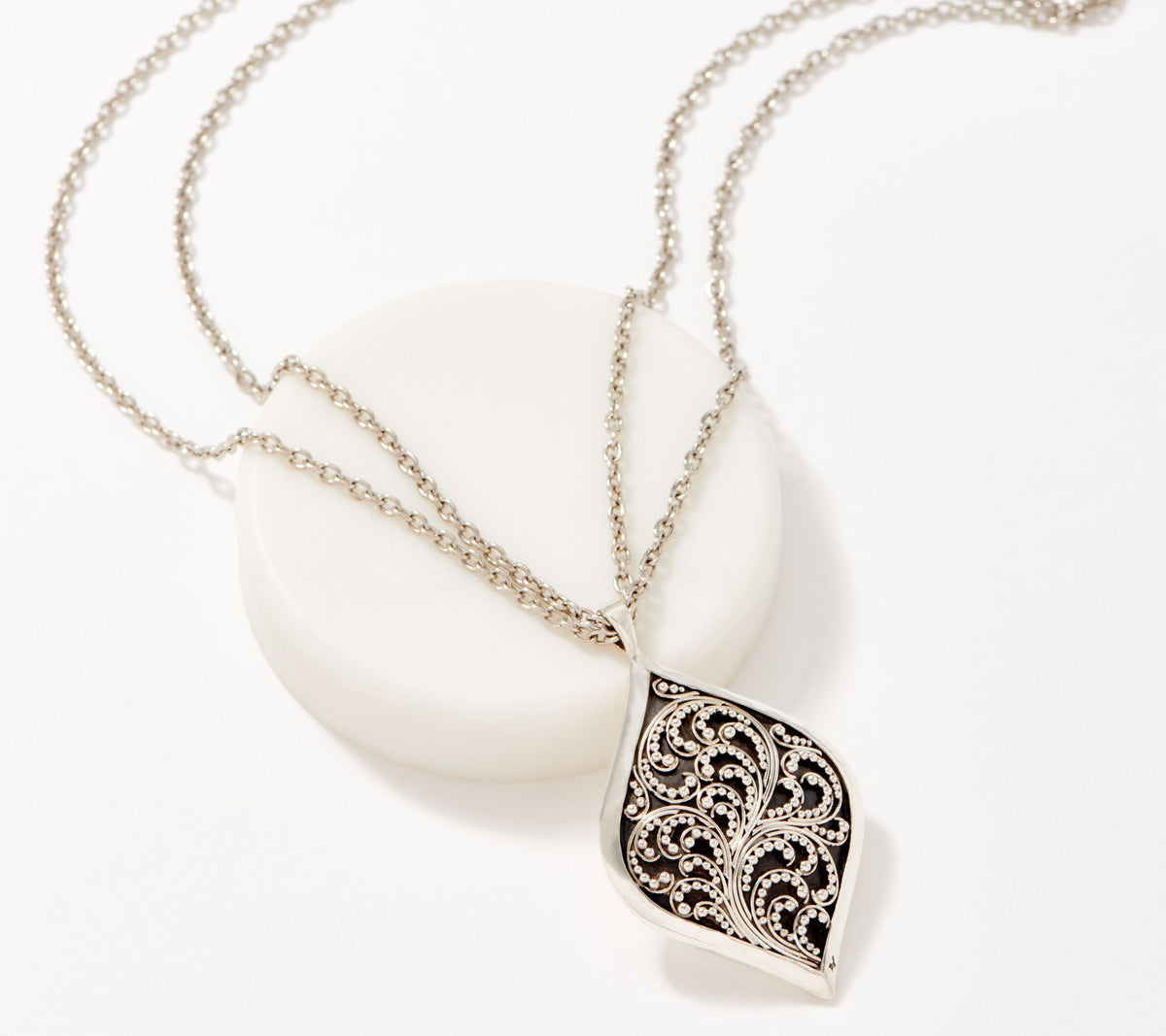 Lois Hill Sterling Silver Granulated Teardrop Necklace, 20"