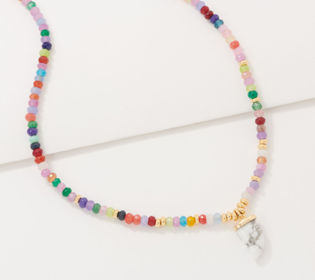 Lola Rose Zoe Adjustable Gemstone Horn Pendant Necklace White Magnesite Quartzite