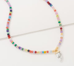 Lola Rose Zoe Adjustable Gemstone Horn Pendant Necklace White Magnesite Quartzite
