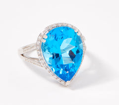 Vault Ostro Sterling Silver Pear Cut Blue Topaz Ring Size 7