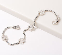 JAI Sterling Silver Symbols of Love "Clover" Box Chain Bracelet, 6-1/4"