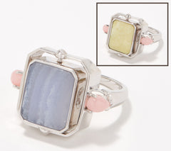 Generation Gems Sterling Silver Reversible Ring with Blue Lace Agate, Size 8