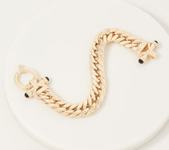 Sterling Silver Cuban Link Bracelet – 14K Gold Clad, 6-3/4" by Silver Style