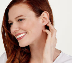 Diamonique 100 Facet Set of 3 Graduated Studs 14K White Gold