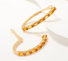 Affinity Gems Citrine & Diamond Earrings, 14K GP Sterling Silver