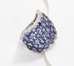 Affinity Gems Tanzanite & White Zircon Ring, Sterling Silver, Size 8
