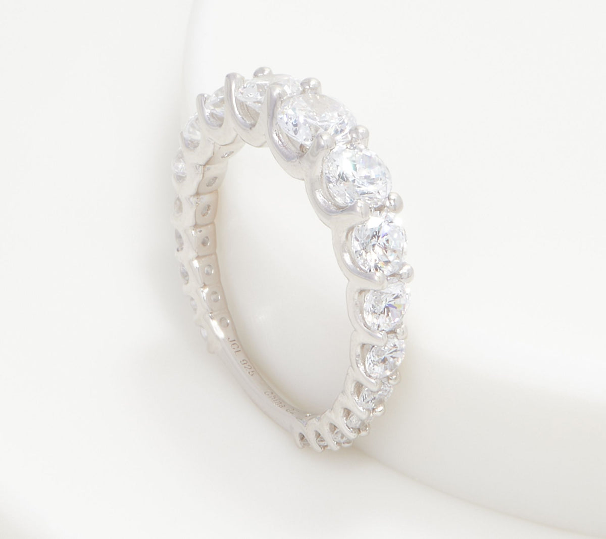 Diamonique Graduated Round Cut Band Ring, Sterling Silver, Size 5