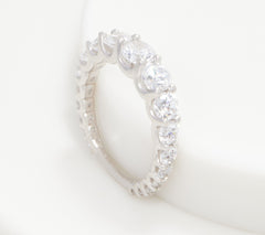 Diamonique Graduated Round Cut Band Ring, Sterling Silver, Size 5