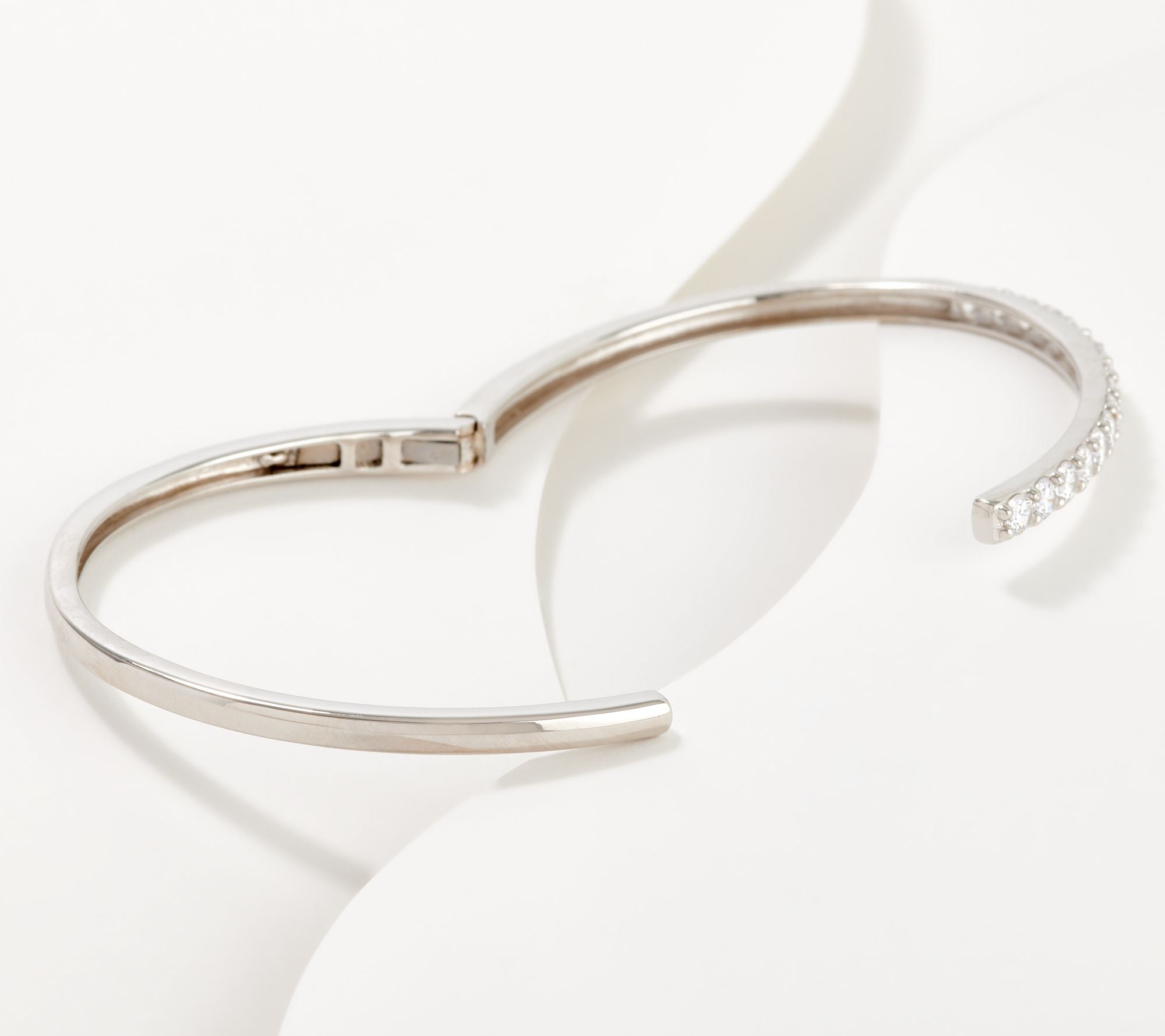 Diamonique Sterling Silver Hinge Cuff Bracelet Avg: 7-1/4"