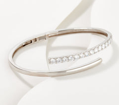 Diamonique Sterling Silver Hinge Cuff Bracelet Avg: 7-1/4"