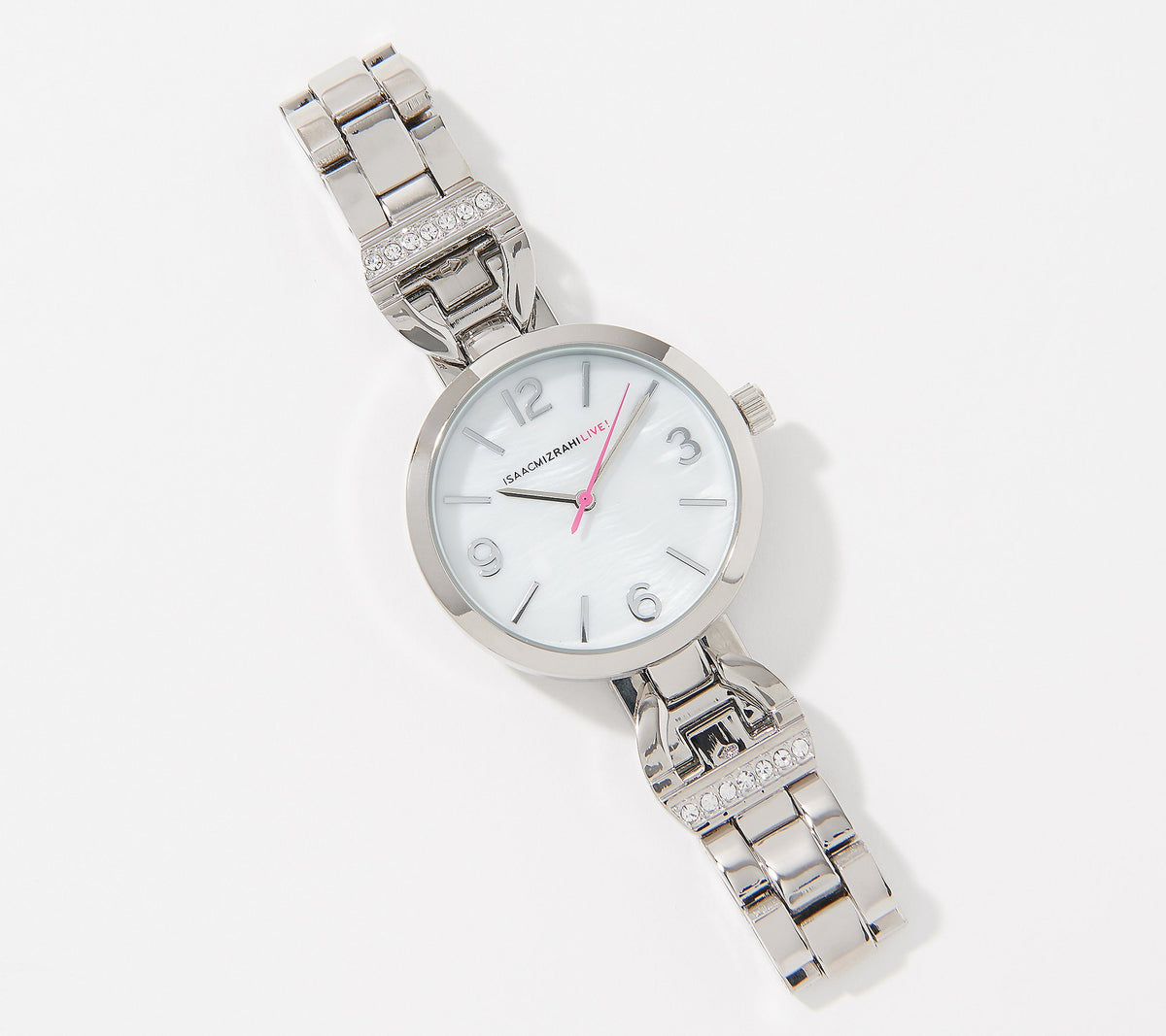 Isaac Mizrahi Live! Silver Tone Metal Horsebit Watch with Crystal Detail