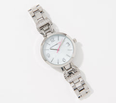 Isaac Mizrahi Live! Silver Tone Metal Horsebit Watch with Crystal Detail