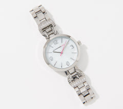 Isaac Mizrahi Live! Silver Tone Metal Horsebit Watch with Crystal Detail