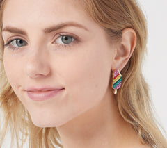 Kirks Folly Sweet Treats Dreamsicle Post Earrings, Silvertone